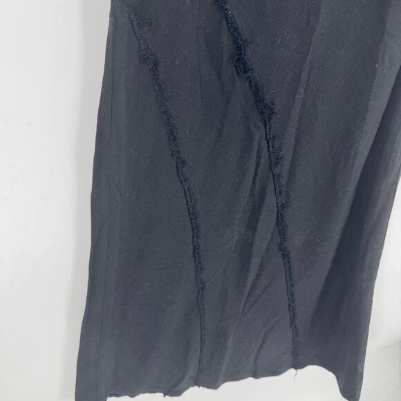 H&M Divided Black Linen Blend Midi Skirt Small Ruffle Hem Minimalist Summer Chic - Picture 6 of 7